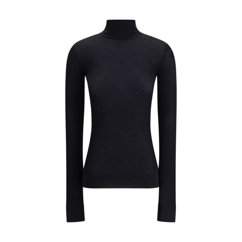 Lemaire Wool Knit Long Sleeve Top Women Black Clothing